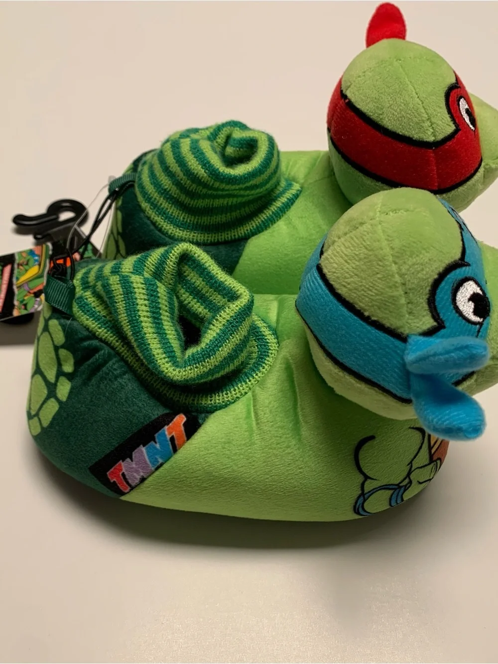 Teenage Mutant Ninja Turtles Plush Slippers - Green with Red & Blue Masks